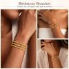 M MOOHAM Birthstone Bracelet for Women – Dainty 14K-Gold-Plated Beaded CZ Bracelets Set Elastic Bracelet Stack Trendy Birthday Jewelry Gifts for Women(07-July-Ruby Rose Red)