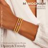 M MOOHAM Birthstone Bracelet for Women – Dainty 14K-Gold-Plated Beaded CZ Bracelets Set Elastic Bracelet Stack Trendy Birthday Jewelry Gifts for Women(10-October-Tourmaline Pink)