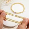 M MOOHAM Birthstone Bracelet for Women – Dainty 14K-Gold-Plated Beaded CZ Bracelets Set Elastic Bracelet Stack Trendy Birthday Jewelry Gifts for Women(12-December-Tanzanite Blue)