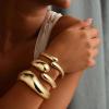M MOOHAM Chunky Gold Plated Bangle Bracelets for Women – Hypoallergenic 14k Gold Plated Chunky Adjustable Stackable Twist Cuff Bracelet Stack for Women Trendy Non Tarnish Jewelry Gifts(3pcs chunky bracelets-gold plated 004)