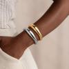 M MOOHAM Chunky Gold Plated Bangle Bracelets for Women – Hypoallergenic 14k Gold Plated Chunky Adjustable Stackable Twist Cuff Bracelet Stack for Women Trendy Non Tarnish Jewelry Gifts(2pcs chunky bracelets-gold/silver 007)