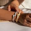 M MOOHAM Chunky Gold Plated Bangle Bracelets for Women – Hypoallergenic 14k Gold Plated Chunky Adjustable Stackable Twist Cuff Bracelet Stack for Women Trendy Non Tarnish Jewelry Gifts(2pcs chunky bracelets-gold/silver 006)