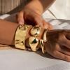 M MOOHAM Chunky Gold Plated Bangle Bracelets for Women – Hypoallergenic 14k Gold Plated Chunky Adjustable Stackable Twist Cuff Bracelet Stack for Women Trendy Non Tarnish Jewelry Gifts(3pcs chunky bracelets-gold plated 002)