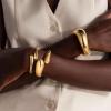M MOOHAM Chunky Gold Plated Bangle Bracelets for Women – Hypoallergenic 14k Gold Plated Chunky Adjustable Stackable Twist Cuff Bracelet Stack for Women Trendy Non Tarnish Jewelry Gifts(3pcs chunky bracelets-gold plated 004)