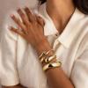 M MOOHAM Chunky Gold Plated Bangle Bracelets for Women – Hypoallergenic 14k Gold Plated Chunky Adjustable Stackable Twist Cuff Bracelet Stack for Women Trendy Non Tarnish Jewelry Gifts(3pcs chunky bracelets-gold plated 004)