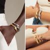 M MOOHAM Chunky Gold Plated Bangle Bracelets for Women – Hypoallergenic 14k Gold Plated Chunky Adjustable Stackable Twist Cuff Bracelet Stack for Women Trendy Non Tarnish Jewelry Gifts(2pcs chunky bracelets-gold/silver 006)