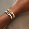 M MOOHAM Chunky Gold Plated Bangle Bracelets for Women – Hypoallergenic 14k Gold Plated Chunky Adjustable Stackable Twist Cuff Bracelet Stack for Women Trendy Non Tarnish Jewelry Gifts(2pcs chunky bracelets-gold/silver 007)