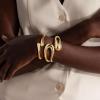 M MOOHAM Chunky Gold Plated Bangle Bracelets for Women – Hypoallergenic 14k Gold Plated Chunky Adjustable Stackable Twist Cuff Bracelet Stack for Women Trendy Non Tarnish Jewelry Gifts(2pcs chunky bracelets-gold plated 003)