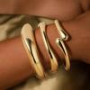 M MOOHAM Chunky Gold Plated Bangle Bracelets for Women – Hypoallergenic 14k Gold Plated Chunky Adjustable Stackable Twist Cuff Bracelet Stack for Women Trendy Non Tarnish Jewelry Gifts(3pcs chunky bracelets-gold plated 005)