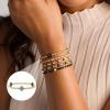M MOOHAM Valentines Gifts for Women Teen Girls, 14K Gold Plated Cross Beaded Bracelet Stack Set Stretch Pearl Bead Bracelet Colorful Christian Jewelry Religious Gifts for Women Teen Girls(Black Cross)