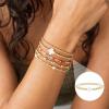 M MOOHAM Valentines Gifts for Women Teen Girls, 14K Gold Plated Cross Beaded Bracelet Stack Set Stretch Pearl Bead Bracelet Colorful Christian Jewelry Religious Gifts for Women Teen Girls(White Cross)