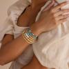 M MOOHAM Valentines Gifts for Women Teen Girls, 14K Gold Plated Cross Beaded Bracelet Stack Set Stretch Pearl Bead Bracelet Colorful Christian Jewelry Religious Gifts for Women Teen Girls(Blue Cross)