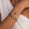 M MOOHAM Valentines Gifts for Women Teen Girls, 14K Gold Plated Cross Beaded Bracelet Stack Set Stretch Pearl Bead Bracelet Colorful Christian Jewelry Religious Gifts for Women Teen Girls(Black Cross)