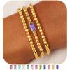 M MOOHAM Birthstone Bracelet for Women – Dainty 14K-Gold-Plated Beaded CZ Bracelets Set Elastic Bracelet Stack Trendy Birthday Jewelry Gifts for Women(06-June-Alexandrite Light Purple)