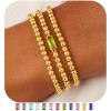 M MOOHAM Birthstone Bracelet for Women – Dainty 14K-Gold-Plated Beaded CZ Bracelets Set Elastic Bracelet Stack Trendy Birthday Jewelry Gifts for Women(08-August-Peridot Light Green)