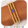 M MOOHAM Birthstone Bracelet for Women – Dainty 14K-Gold-Plated Beaded CZ Bracelets Set Elastic Bracelet Stack Trendy Birthday Jewelry Gifts for Women(09-September-Sapphire Blue)