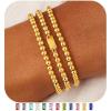 M MOOHAM Birthstone Bracelet for Women – Dainty 14K-Gold-Plated Beaded CZ Bracelets Set Elastic Bracelet Stack Trendy Birthday Jewelry Gifts for Women(11-November-Citrine Yellow)