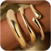 M MOOHAM Chunky Gold Plated Bangle Bracelets for Women – Hypoallergenic 14k Gold Plated Chunky Adjustable Stackable Twist Cuff Bracelet Stack for Women Trendy Non Tarnish Jewelry Gifts(3pcs chunky bracelets-gold plated 005)