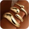 M MOOHAM Chunky Gold Plated Bangle Bracelets for Women – Hypoallergenic 14k Gold Plated Chunky Adjustable Stackable Twist Cuff Bracelet Stack for Women Trendy Non Tarnish Jewelry Gifts(3pcs chunky bracelets-gold plated 004)