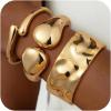 M MOOHAM Chunky Gold Plated Bangle Bracelets for Women – Hypoallergenic 14k Gold Plated Chunky Adjustable Stackable Twist Cuff Bracelet Stack for Women Trendy Non Tarnish Jewelry Gifts(3pcs chunky bracelets-gold plated 002)