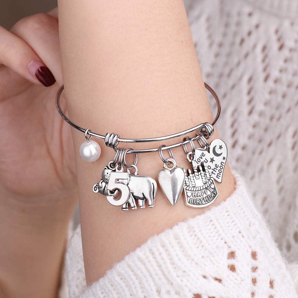 imageM MOOHAM 7th Birthday Bracelet Gifts for Girls Seven 7 Year Old Girls Gifts Birthday Charm Bracelet Little Girls Girls Toddler Daughter Granddaughter Girls Birthday Gifts Age 7