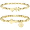 M MOOHAM Gold Beaded Bracelets – Heart Initial Bracelets & Cross Initial Bracelets Letter M