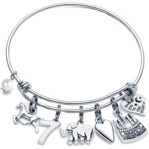 M MOOHAM 7th Birthday Bracelet Gifts for Girls, Seven 7 Year Old Girls Gifts Birthday Charm Bracelet Little Girls Girls Toddler Daughter Granddaughter Girls Birthday Gifts Age 7