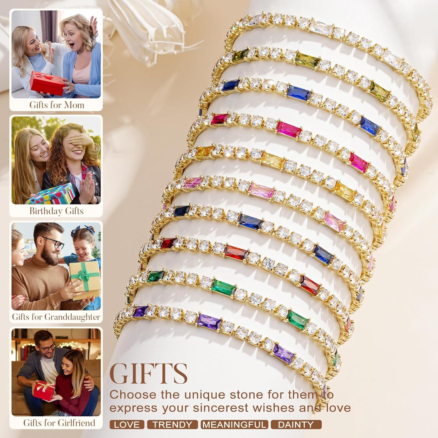 imageM MOOHAM Adjustable Birthstone Tennis Bracelets for Women Dainty 14KGoldPlated Bracelets for Womens Birthstone Tennis Bracelet for Women Non Tarnish CZ Bracelet Jewelry Birthday Gifts for Womens06JuneAlexandrite