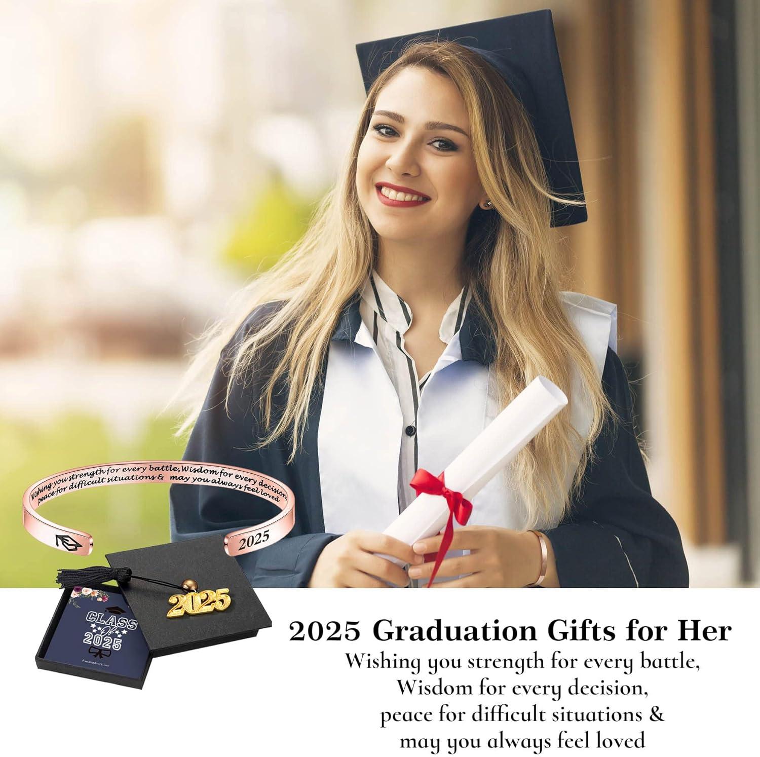 imageM MOOHAM Graduation Gifts for Her Him 2026 Inspirational Graduation Bracelets Class of 2026 High School College Graduation Gifts for Her with Graduation BoxWith BoxWish you strength for every battleRose Gold