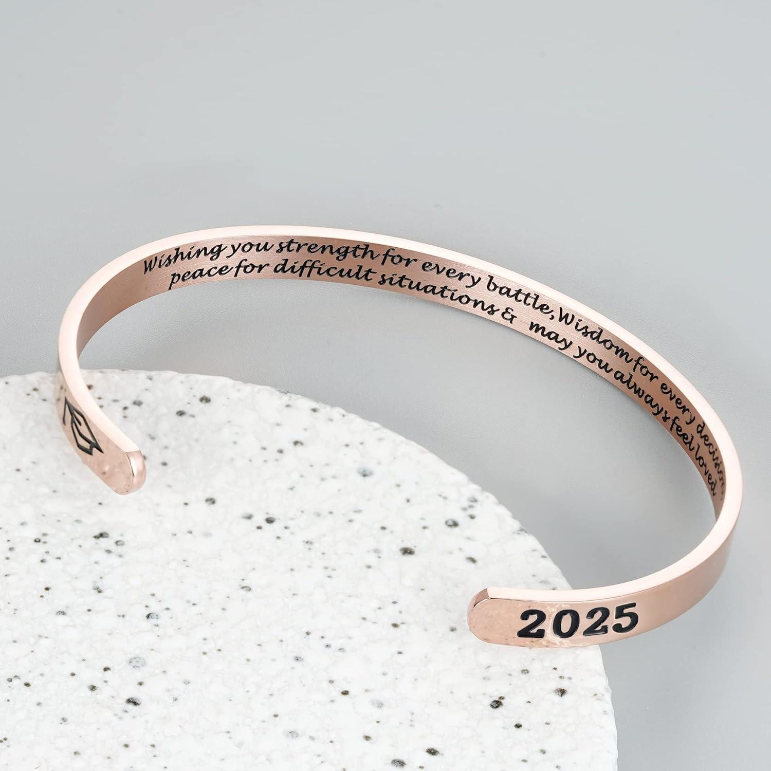 imageM MOOHAM Graduation Gifts for Her Him 2026 Inspirational Graduation Bracelets Class of 2026 High School College Graduation Gifts for Her with Graduation BoxWith BoxWish you strength for every battleRose Gold