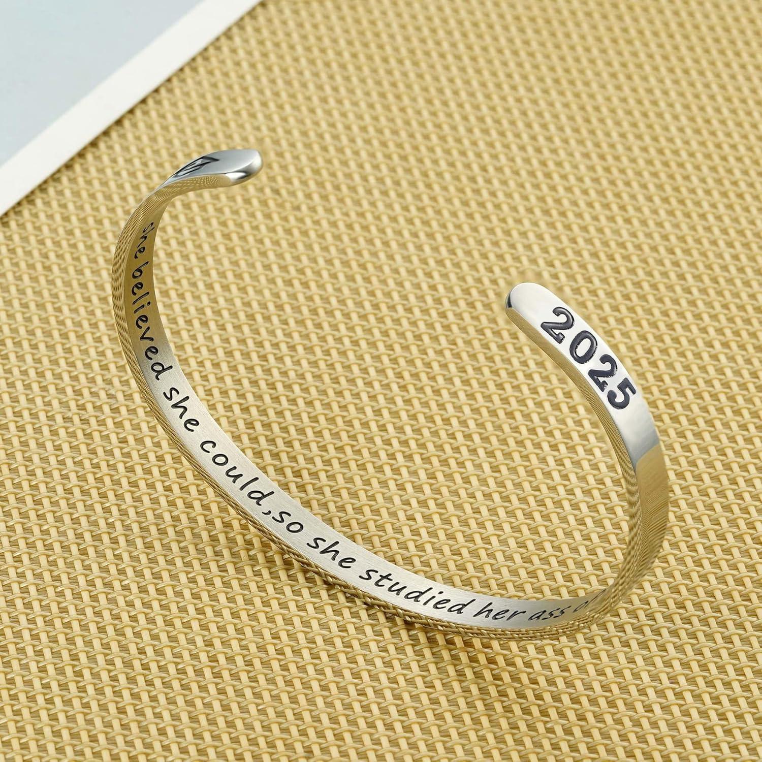imageM MOOHAM Graduation Gifts for Her Him 2026 Inspirational Graduation Bracelets Class of 2026 High School College Graduation Gifts for Her with Graduation BoxWith BoxShe believed she could so she studied