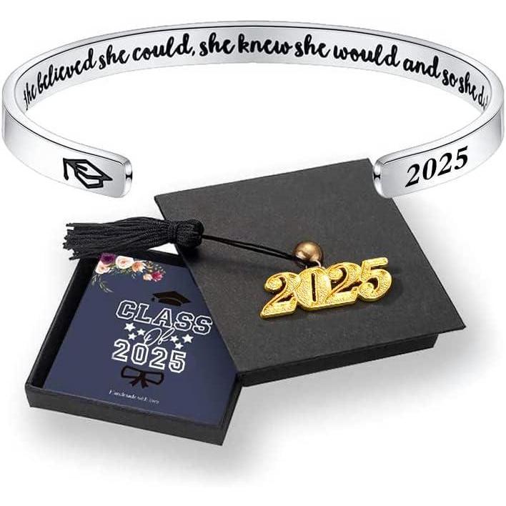imageM MOOHAM Graduation Gifts for Her Him 2026 Inspirational Graduation Bracelets Class of 2026 High School College Graduation Gifts for Her with Graduation BoxWith BoxShe believed she could  she knew she would and so she did
