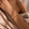 M MOOHAM Gold Beaded Bracelets for Women, 14K Gold-Plated Dainty Cross Puffy Heart Round Cubic Zirconia Stretch Bead Ball Bracelet for Women Trendy Women’s Jewelry Gifts(Heart)