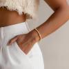 M MOOHAM Gold Beaded Bracelets for Women, 14K Gold-Plated Dainty Cross Puffy Heart Round Cubic Zirconia Stretch Bead Ball Bracelet for Women Trendy Women’s Jewelry Gifts(Round CZ)
