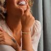 M MOOHAM Gold Beaded Bracelets for Women, 14K Gold-Plated Dainty Cross Puffy Heart Round Cubic Zirconia Stretch Bead Ball Bracelet for Women Trendy Women’s Jewelry Gifts(Heart CZ)