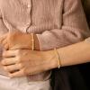 M MOOHAM Gold Beaded Bracelets for Women, 14K Gold-Plated Dainty Cross Puffy Heart Round Cubic Zirconia Stretch Bead Ball Bracelet for Women Trendy Women’s Jewelry Gifts(Heart CZ)