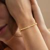 M MOOHAM Gold Beaded Bracelets for Women, 14K Gold-Plated Dainty Cross Puffy Heart Round Cubic Zirconia Stretch Bead Ball Bracelet for Women Trendy Women’s Jewelry Gifts(Smile CZ)