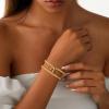 M MOOHAM Gold Beaded Bracelets for Women Girls Non Tarnish – Dainty 14K Gold Plated Cross Heart CZ Bead Ball Stretch Bracelets Stackable Bracelet Set Stack for Women Teen Girl Trendy Jewelry Gifts(2pcs beaded bracelets with bow)