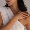 M MOOHAM Gold Beaded Bracelets for Women Girls Non Tarnish – Dainty 14K Gold Plated Cross Heart CZ Bead Ball Stretch Bracelets Stackable Bracelet Set Stack for Women Teen Girl Trendy Jewelry Gifts(2pcs beaded bracelets with heart)