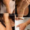 M MOOHAM Gold Beaded Bracelets for Women Girls Non Tarnish – Dainty 14K Gold Plated Cross Heart CZ Bead Ball Stretch Bracelets Stackable Bracelet Set Stack for Women Teen Girl Trendy Jewelry Gifts(2pcs beaded bracelets with bow)
