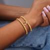 M MOOHAM Gold Beaded Bracelets for Women Girls Non Tarnish – Dainty 14K Gold Plated Cross Heart CZ Bead Ball Stretch Bracelets Stackable Bracelet Set Stack for Women Teen Girl Trendy Jewelry Gifts(2pcs beaded bracelets with bow)