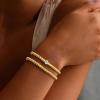 M MOOHAM Gold Beaded Bracelets for Women Girls Non Tarnish – Dainty 14K Gold Plated Cross Heart CZ Bead Ball Stretch Bracelets Stackable Bracelet Set Stack for Women Teen Girl Trendy Jewelry Gifts(2pcs beaded bracelets with single cz)