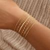 M MOOHAM Gold Bracelets Stack for Women Non Tarnish – Dainty 14K Gold Plated Stackable Bracelets Simple Herringbone Paperclip Rope Cuban Chain Bracelet Set for Women Trendy Waterproof Jewelry Gift(6pcs bracelets set-03)