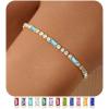 M MOOHAM Adjustable Birthstone Tennis Bracelets for Women, Dainty 14K-Gold-Plated Bracelets for Womens Birthstone Tennis Bracelet for Women Non Tarnish CZ Bracelet Jewelry Birthday Gifts for Womens(03.March(Aquamarin))