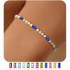 M MOOHAM Adjustable Birthstone Tennis Bracelets for Women, Dainty 14K-Gold-Plated Bracelets for Womens Birthstone Tennis Bracelet for Women Non Tarnish CZ Bracelet Jewelry Birthday Gifts for Womens(12.December(Tanzanite))