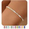 M MOOHAM Adjustable Birthstone Tennis Bracelets for Women, Dainty 14K-Gold-Plated Bracelets for Womens Birthstone Tennis Bracelet for Women Non Tarnish CZ Bracelet Jewelry Birthday Gifts for Womens(04.April(Clear CZ))