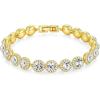 M MOOHAM Adjustable Tennis Bracelet for Women – Silver/14K Gold Plated Cubic Zirconia Tennis Bracelet Classic Round Cubic Zirconia Angelic Bracelets Jewelry Gifts for Women(14k gold plated)