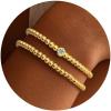 2pcs beaded bracelets with single cz