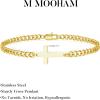 M MOOHAM Easter Gifts for Men Easter Basket Stuffers, Silver/14K-Gold-Plated Cross Bracelet for Men Sturdy Stainless Steel Cross Chain Bracelet Cuban Link Chain Bracelets Religious Christian Gifts(14K Gold Plated Cuban Chain & Cross)