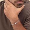 M MOOHAM Easter Gifts for Men Easter Basket Stuffers, Silver/14K-Gold-Plated Cross Bracelet for Men Sturdy Stainless Steel Cross Chain Bracelet Cuban Link Chain Bracelets Religious Christian Gifts(Silver Plated Cuban Chain & Cross)